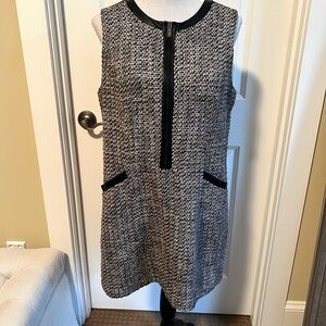 Kirna Zabete for Target chemise tunic dress half zip, Black Faux Leather & Tweed